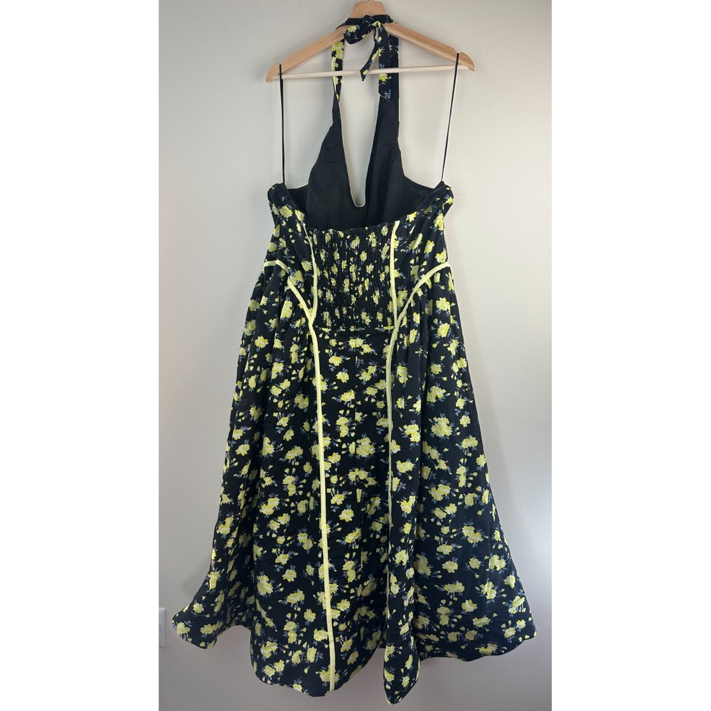 NEW Maeve Anthropologie Halter Fit & Flare Midi Dress Black Yellow Floral 3X - Picture 13 of 16